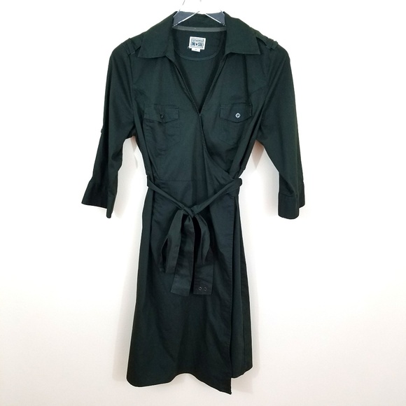 Converse Dresses & Skirts - Converse Olive Green Short Sleeve Wrap Dress M